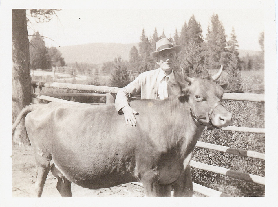 Grandfather and his cow (?)