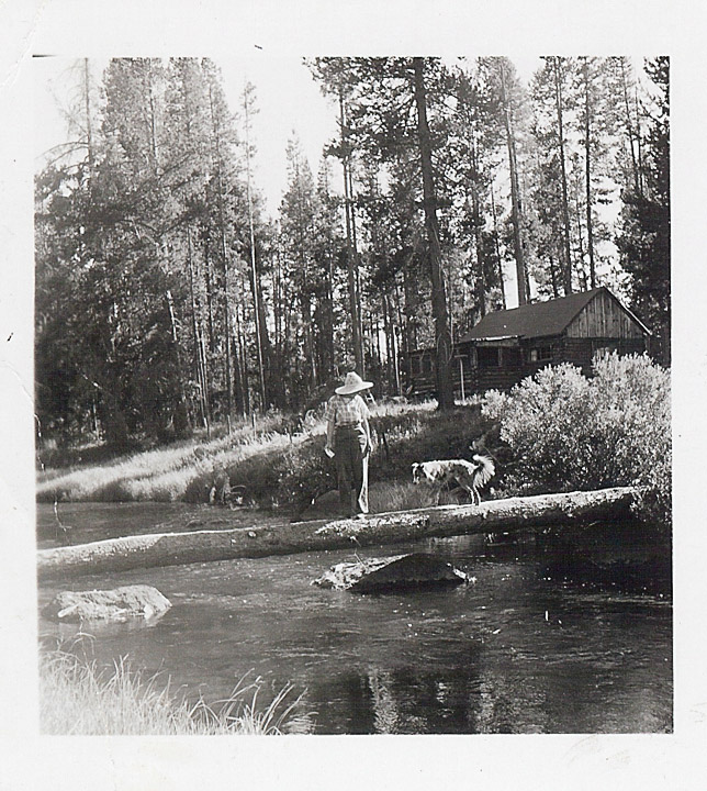 On the footbridge.  I think that is Leah and Don's cabin in the background - Doug