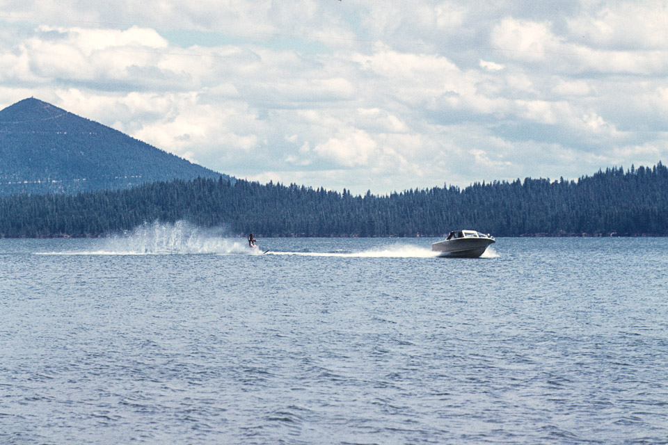 Water skiing at Crescent Lake with Odell Butte in the background - 1973