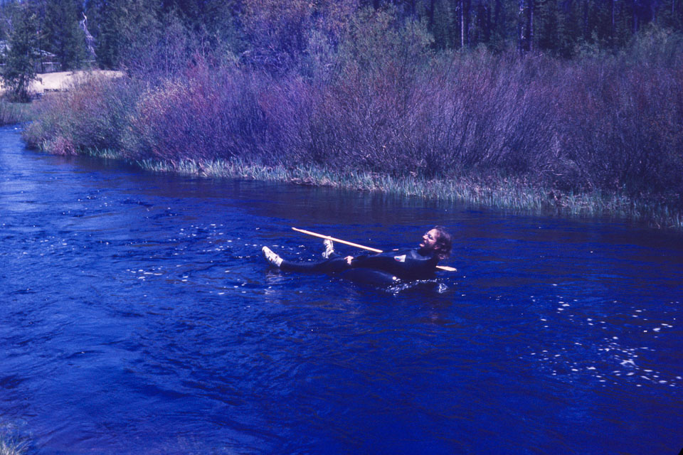 Bill floating the creek