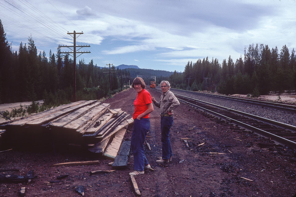 Mom & Dad pilfering lumber from the railroad