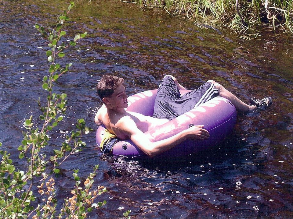 Alex floating the creek