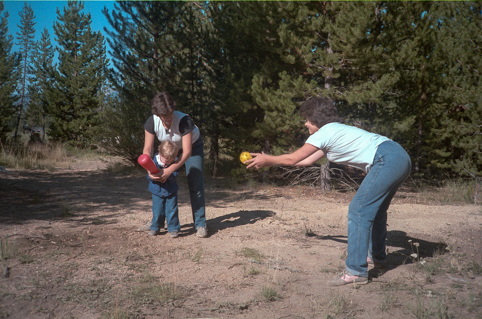 Cara & Lara Coats playing ball with Jeff & Brian at the Ranch