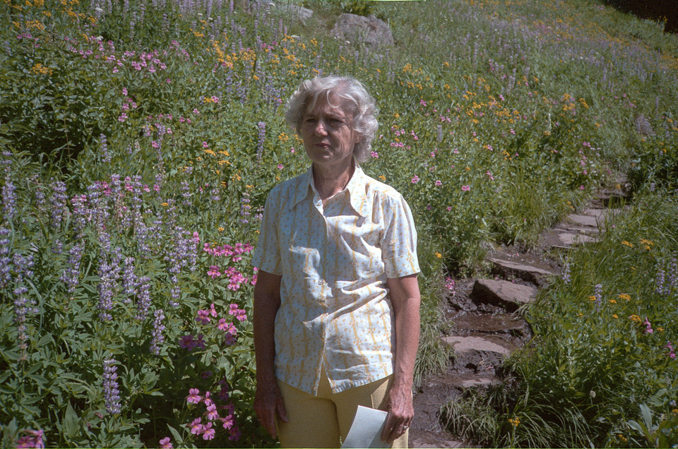 Elsie Jensen on the wildflower walk at Crater Lake