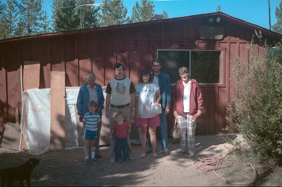 Dad, Jeff, Doug, Brian, Jeannie, Richard, and Mom outside the new Kitchen at The Wilderness