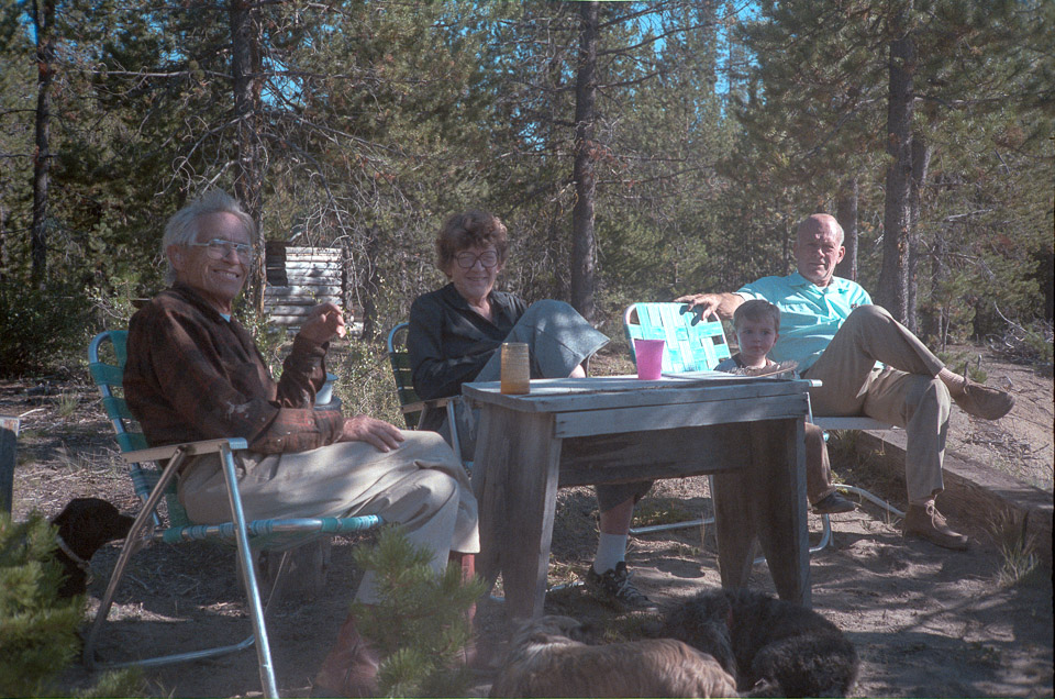 Dad, Mom, Brian, and Doug Murray 'on the bank'