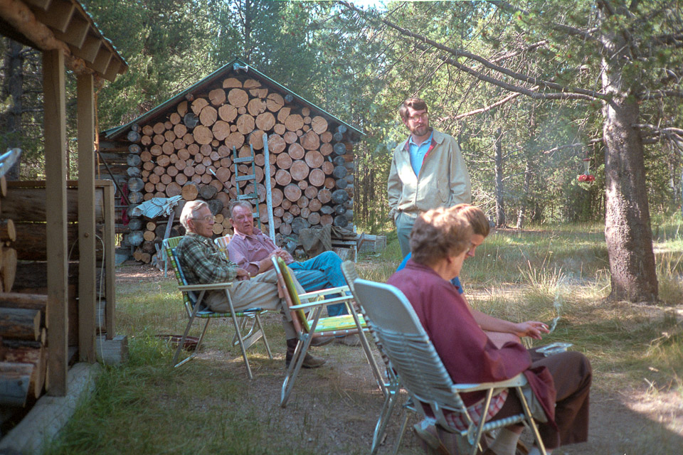 At Leah & Don's: Grandpa Collins, Don, Richard, Jeannie, Grandma Collins