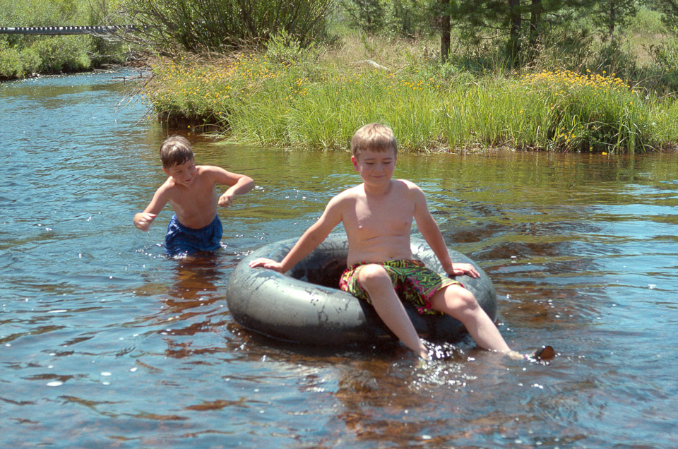 Andrew and Brian in the creek