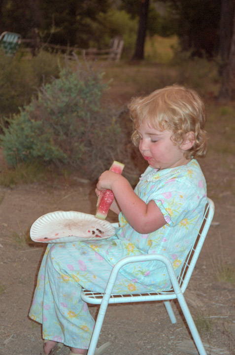 Liz (3 yrs) eating watermelon at the Ranch