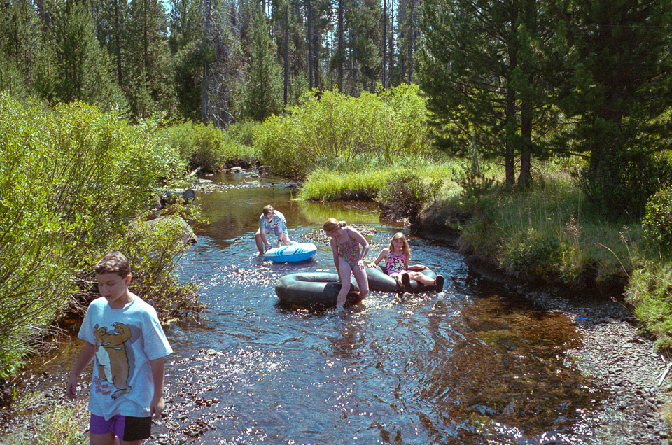 Float trip down Big Marsh Creek - Andrew (foreground), Brian, Giselle Miller, and Kristine Gleisberg