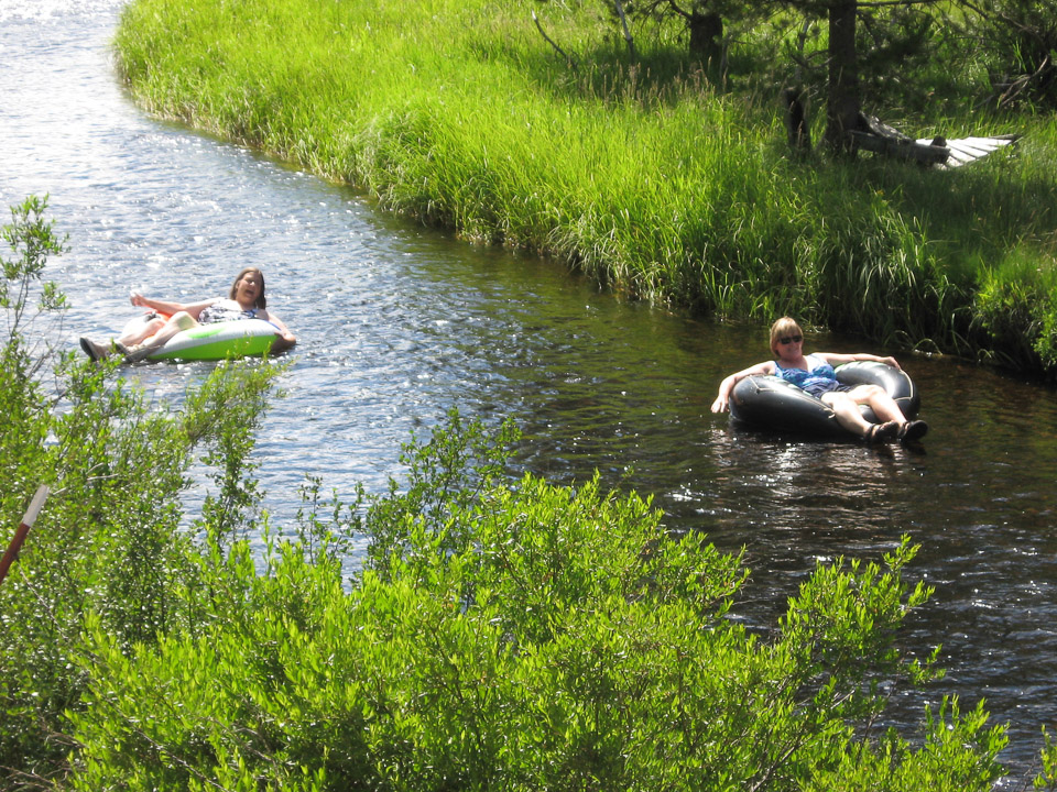 Jeannie & Liz floating the creek - 2008