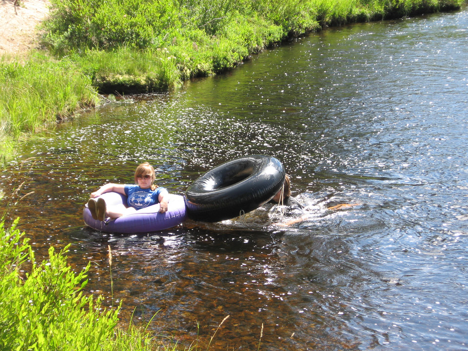 Trudy floating the creek - 2008