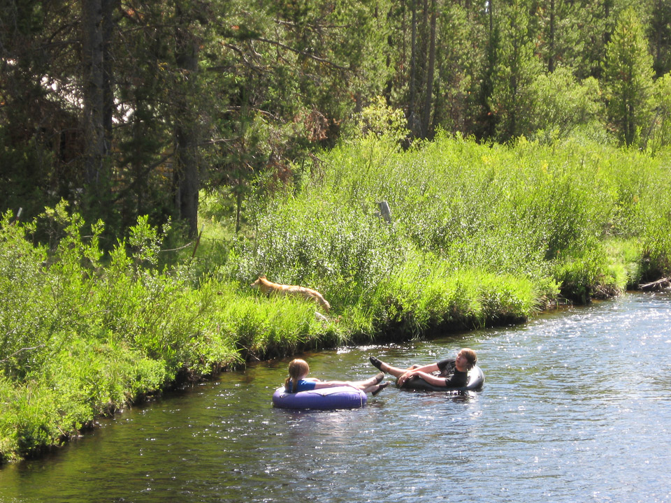 Trudy & Liz floating the creek - 2008