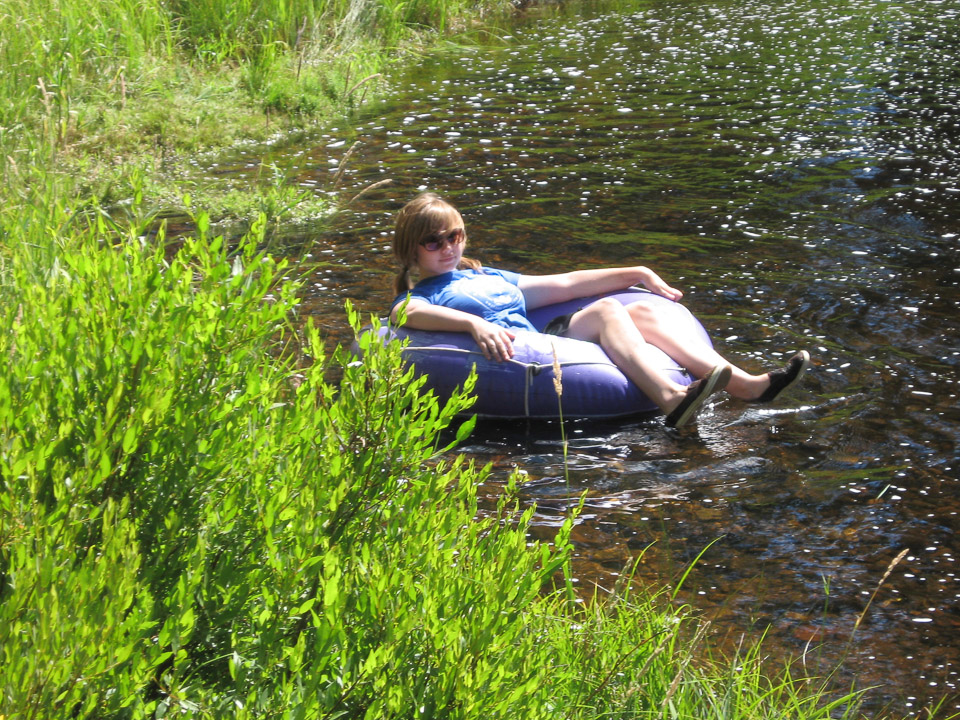 Trudy floating the creek - 2008